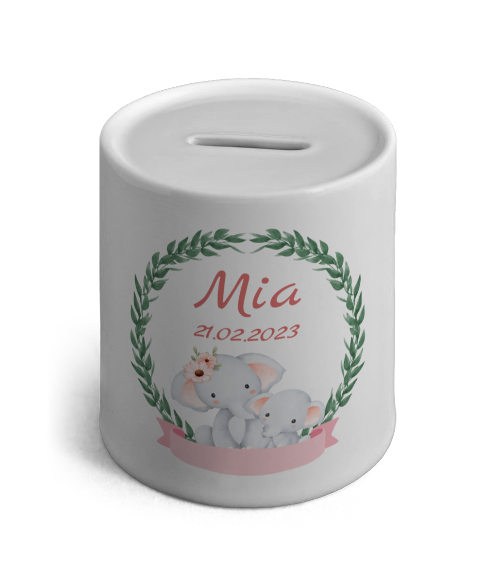 Personalised Ceramic Money Box Elephants