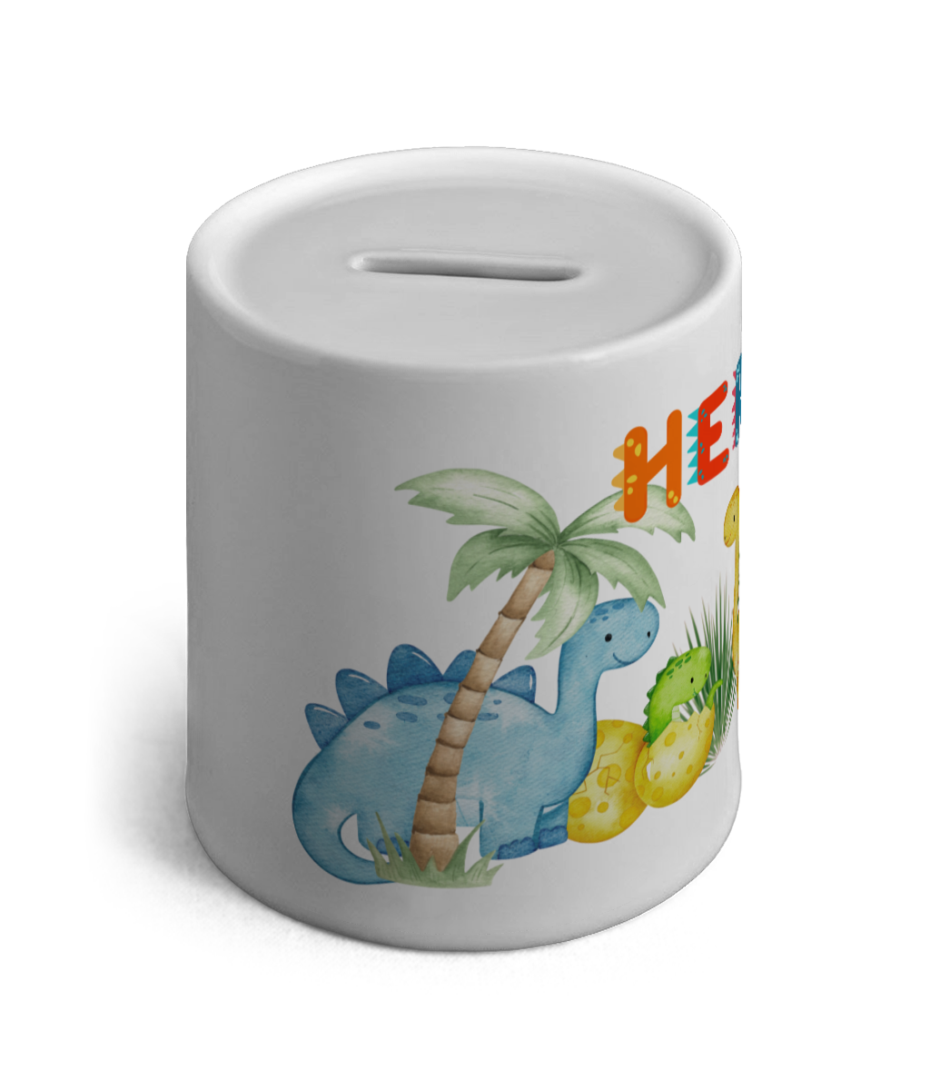 Personalised Ceramic Money Box Dinosaurs