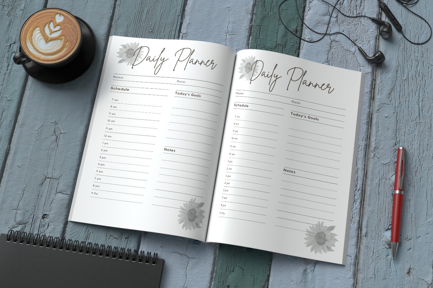 Daily Planner Notebook Sunflowers