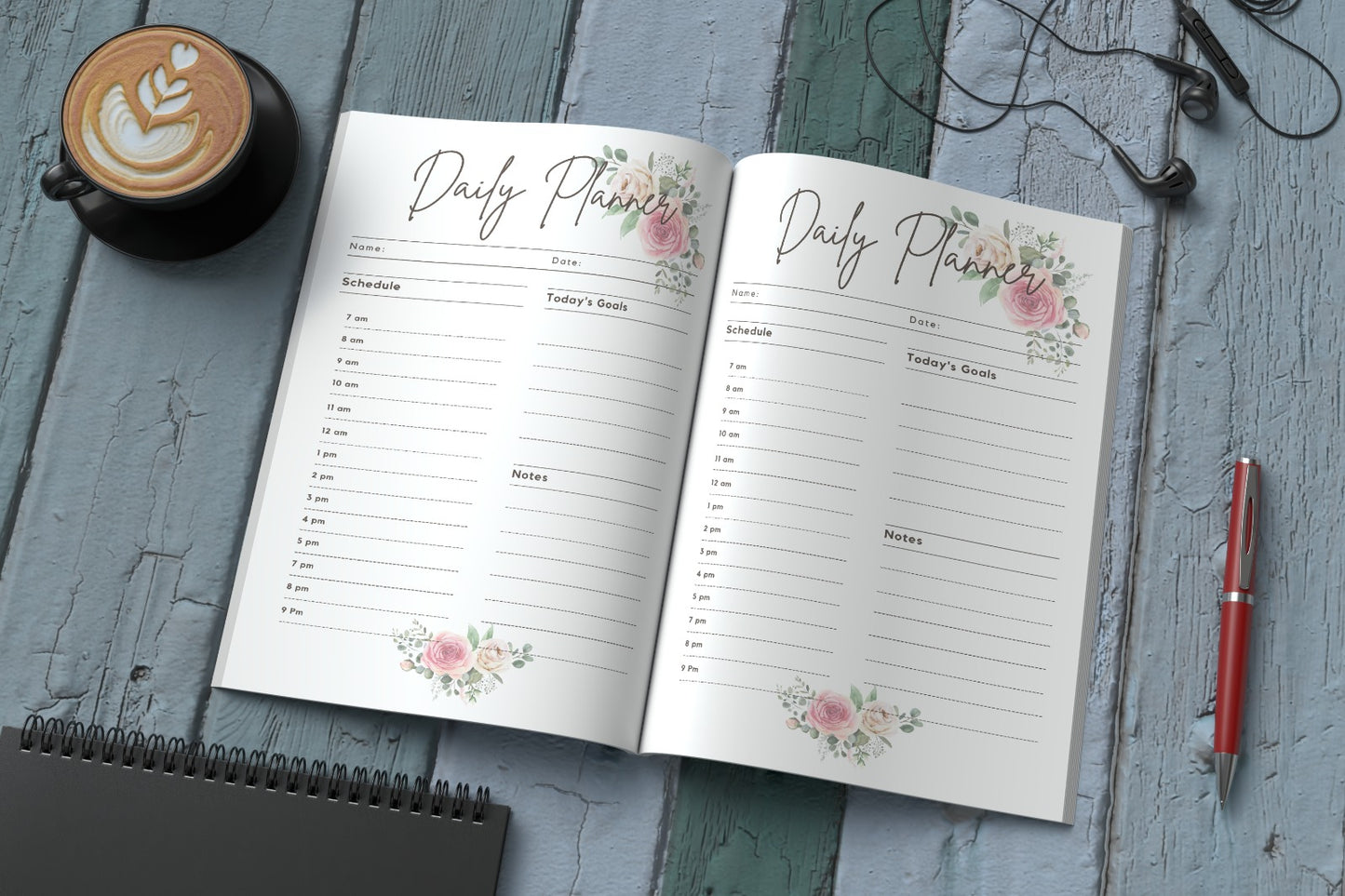 Daily Planner Notebook Roses