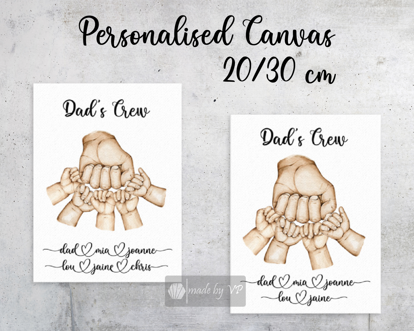 Personalised Father's Day Gift, Custom Dad and Children's Handprint Canvas