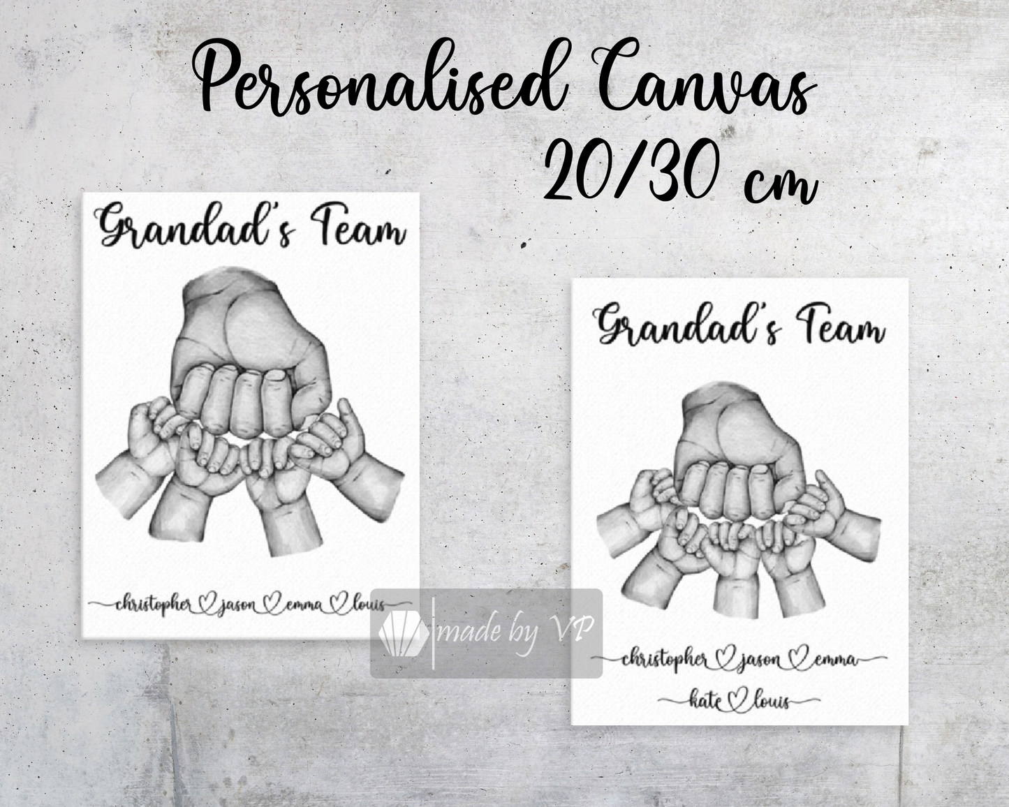 Personalised Father's Day Gift, Custom Dad and Children's Handprint Canvas