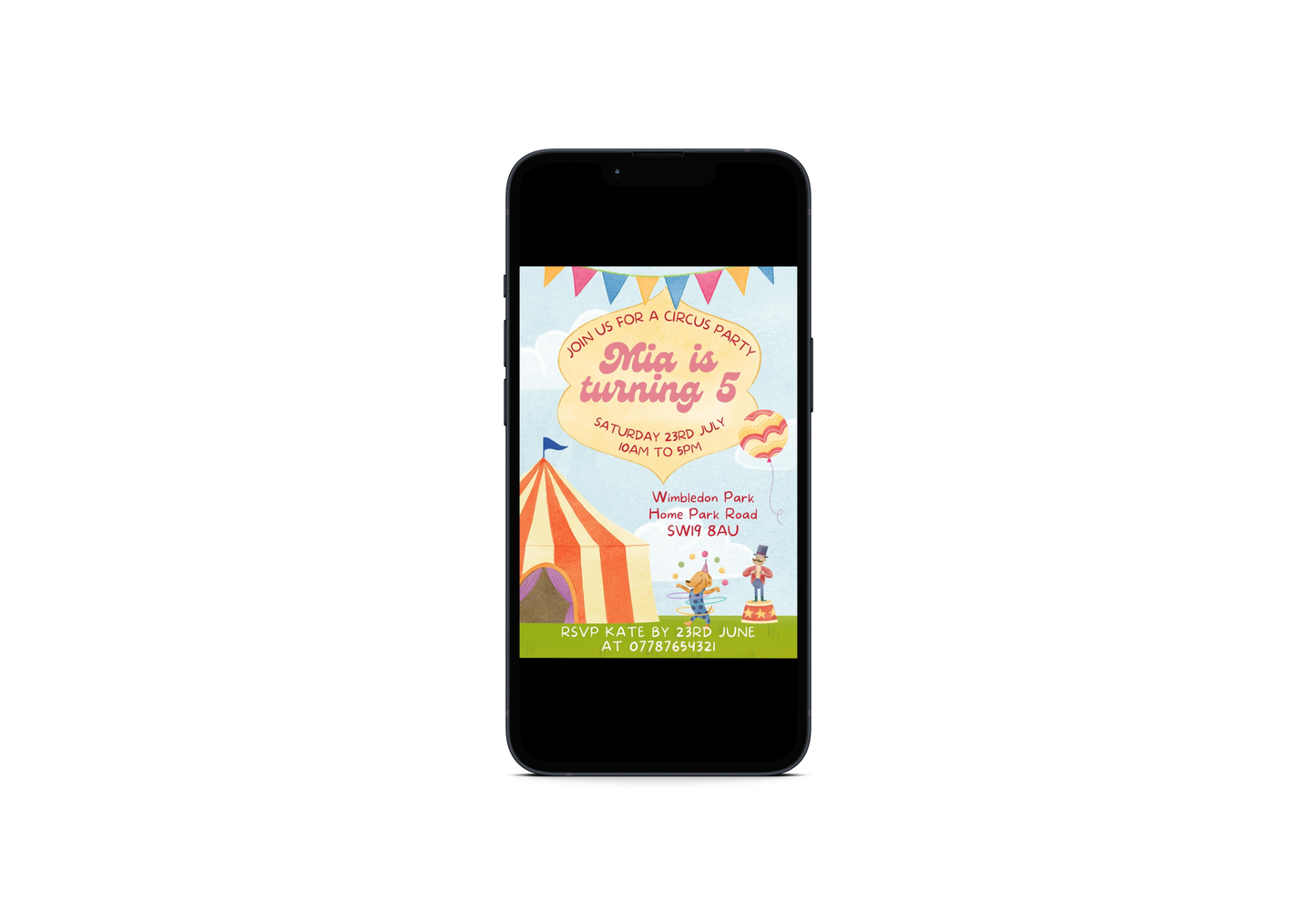 Personalised Circus Birthday Party Invitation, Kids Birthday, Digital Invites, Printable Invitation