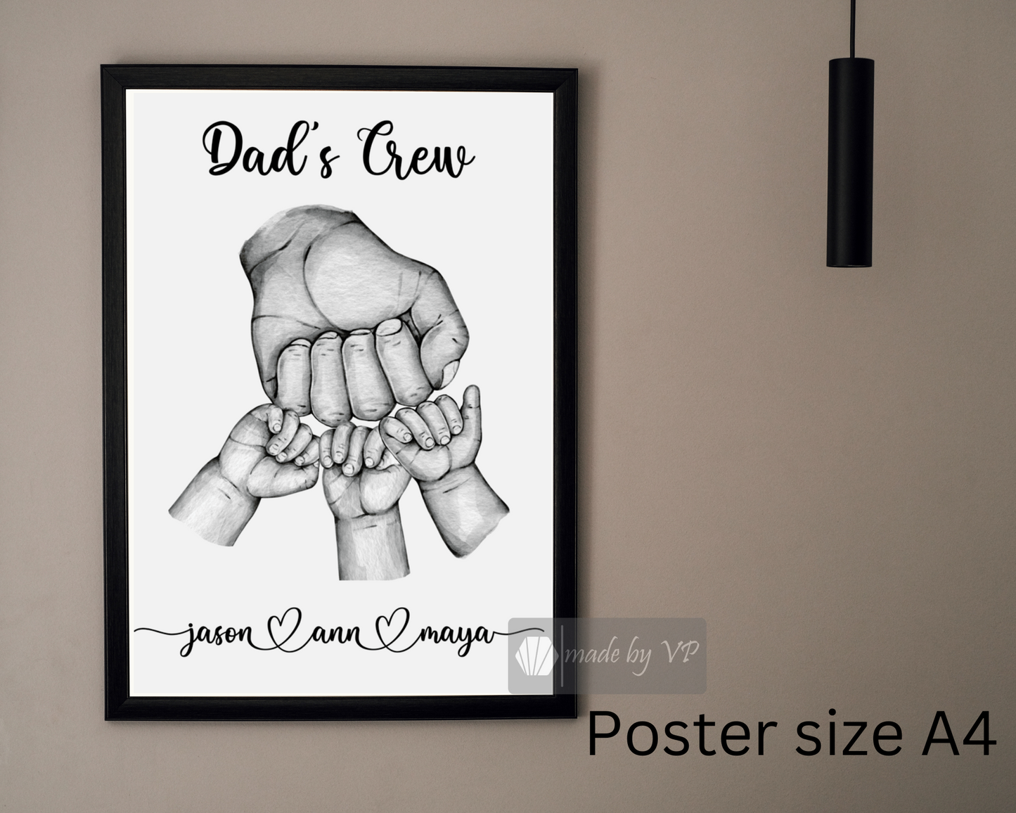 Personalised Father's Day Gift, Custom Dad and Children's Handprint Poster