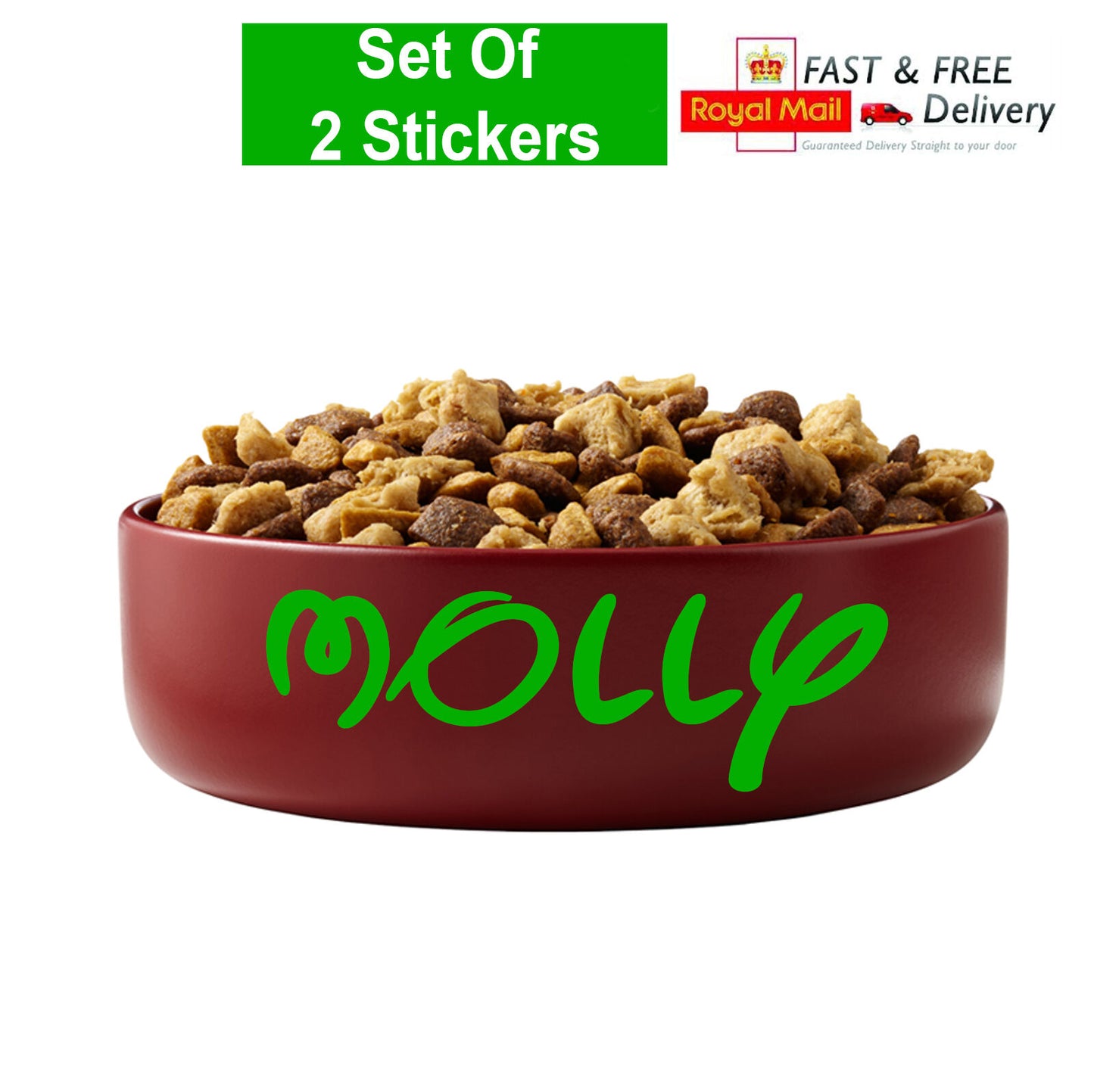 Personalized Name Dog Cat Pets Bowl Basket Bed Vinyl Decal Sticker X2