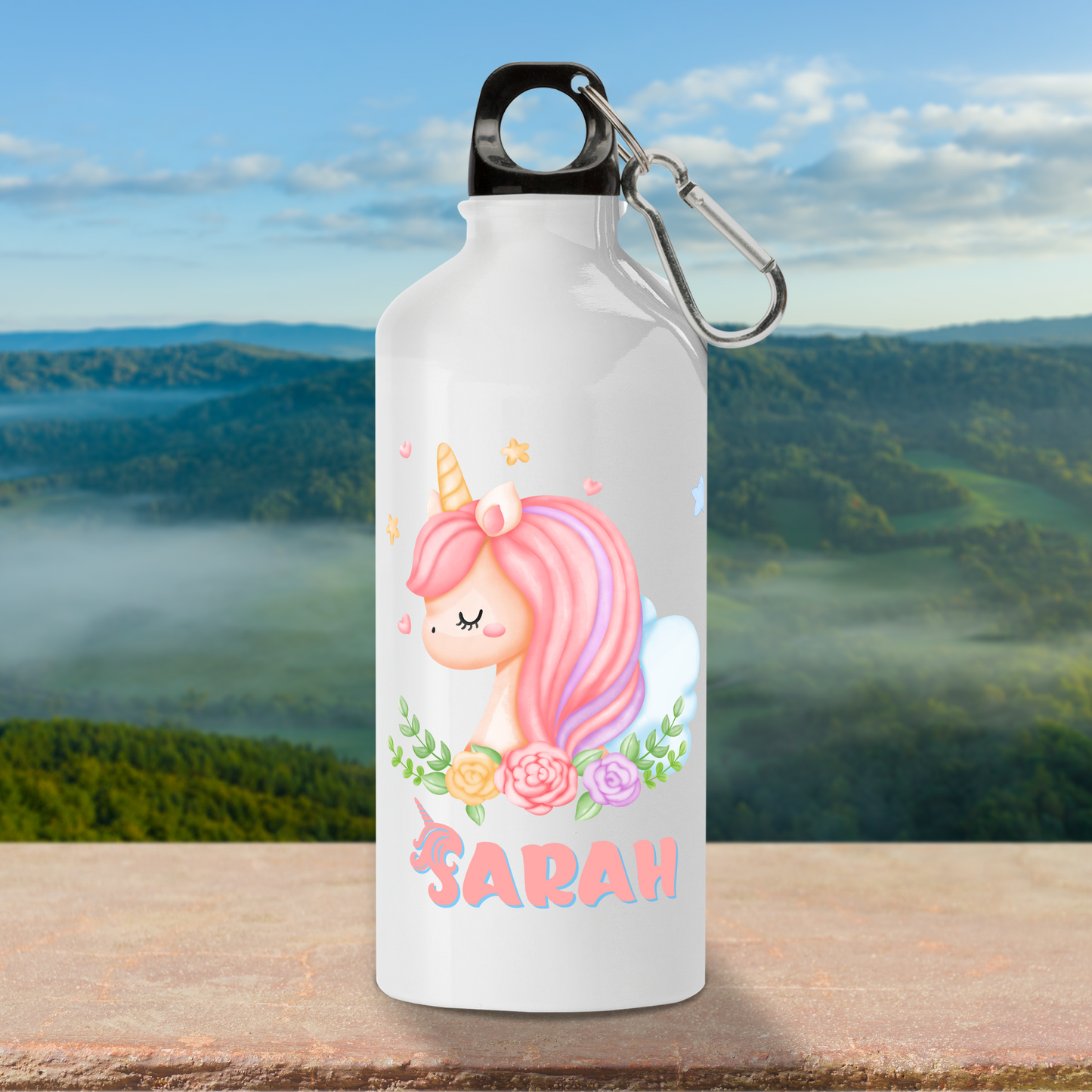 Personalised Watter Bottle Unicorn Text