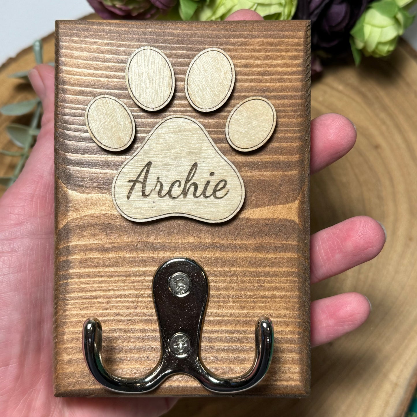 Personalised Wooden Dog Lead Holder