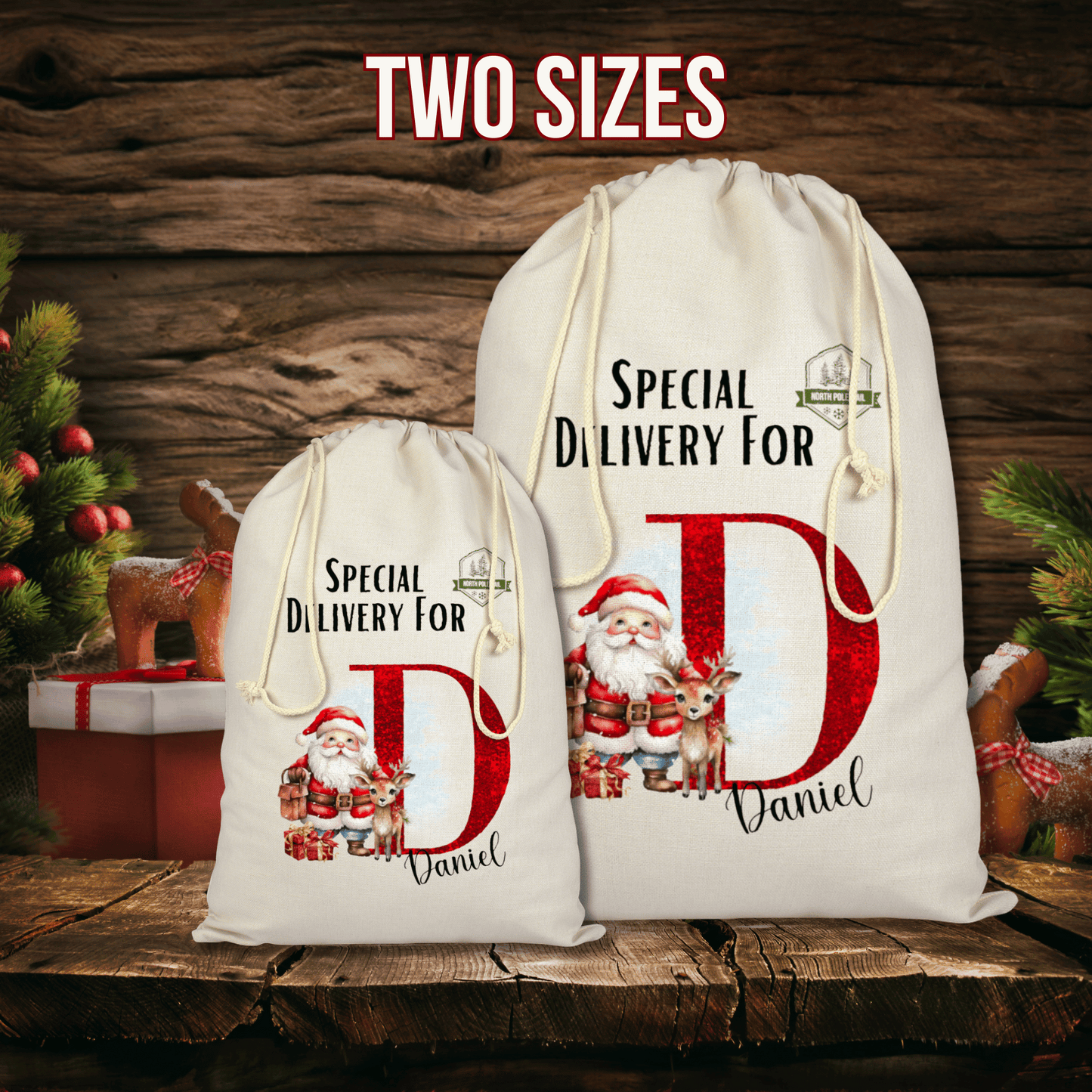 Personalised Christmas Santa Sack, Letter initial