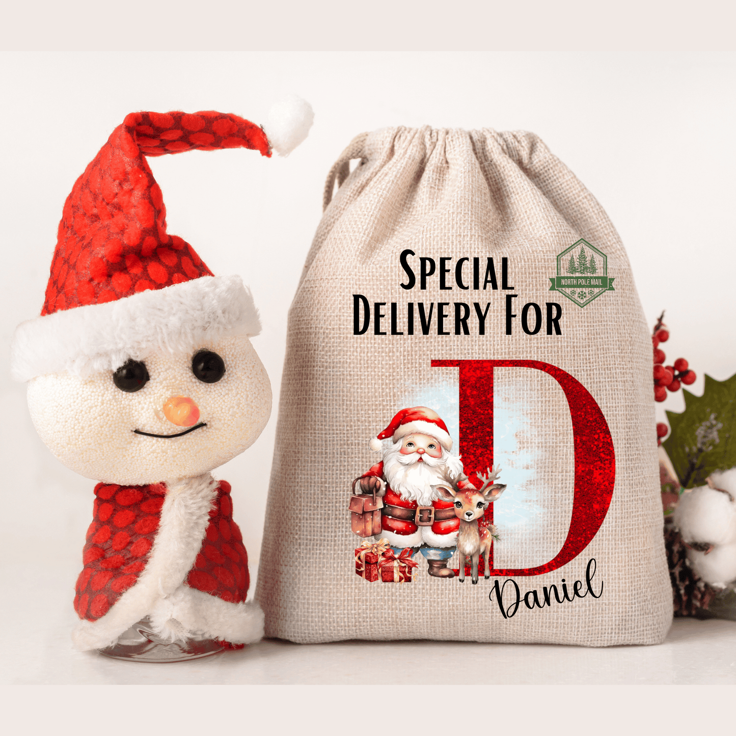 Personalised Christmas Santa Sack, Letter initial