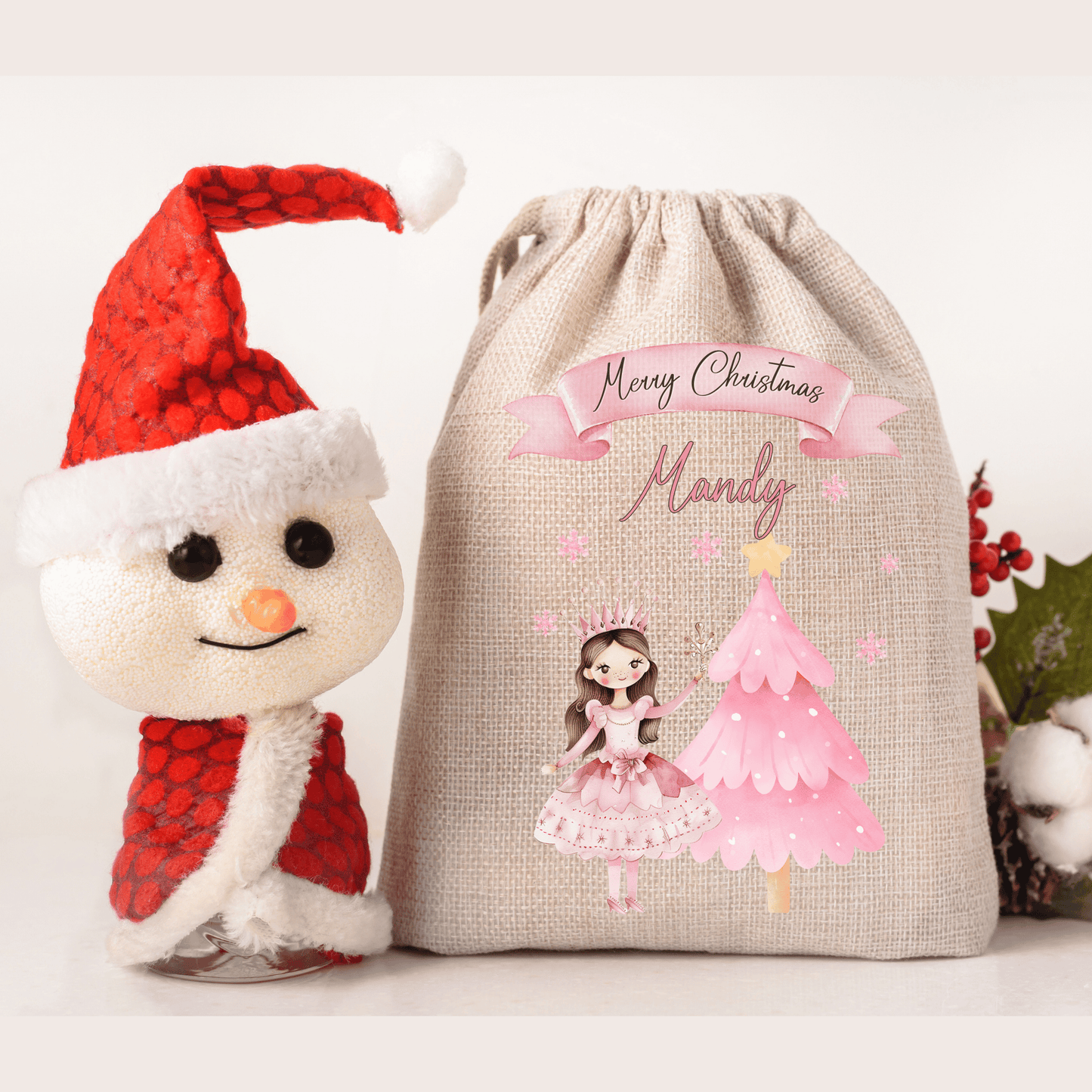 Personalised Christmas Santa Sack, Sugarplum Fairy