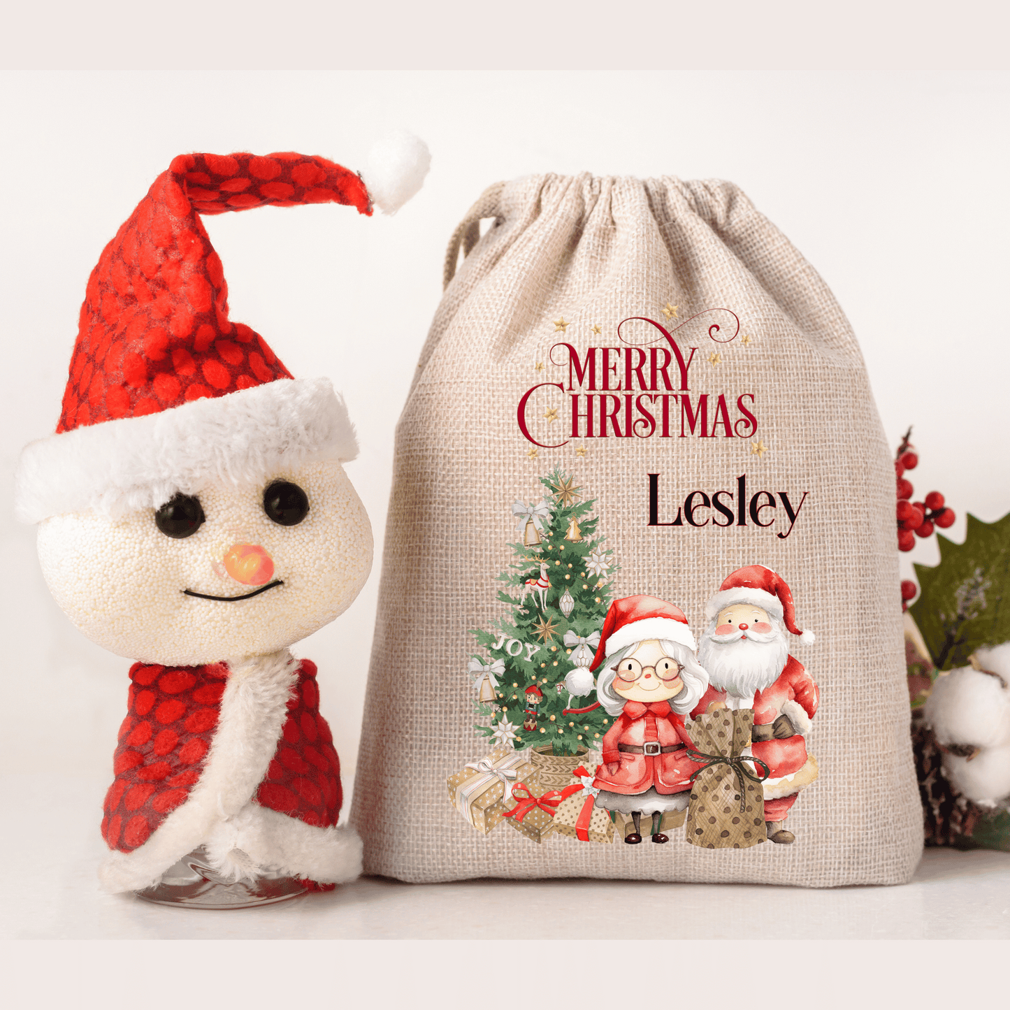 Personalised Christmas Santa Sack, Mr and Mrs Claus