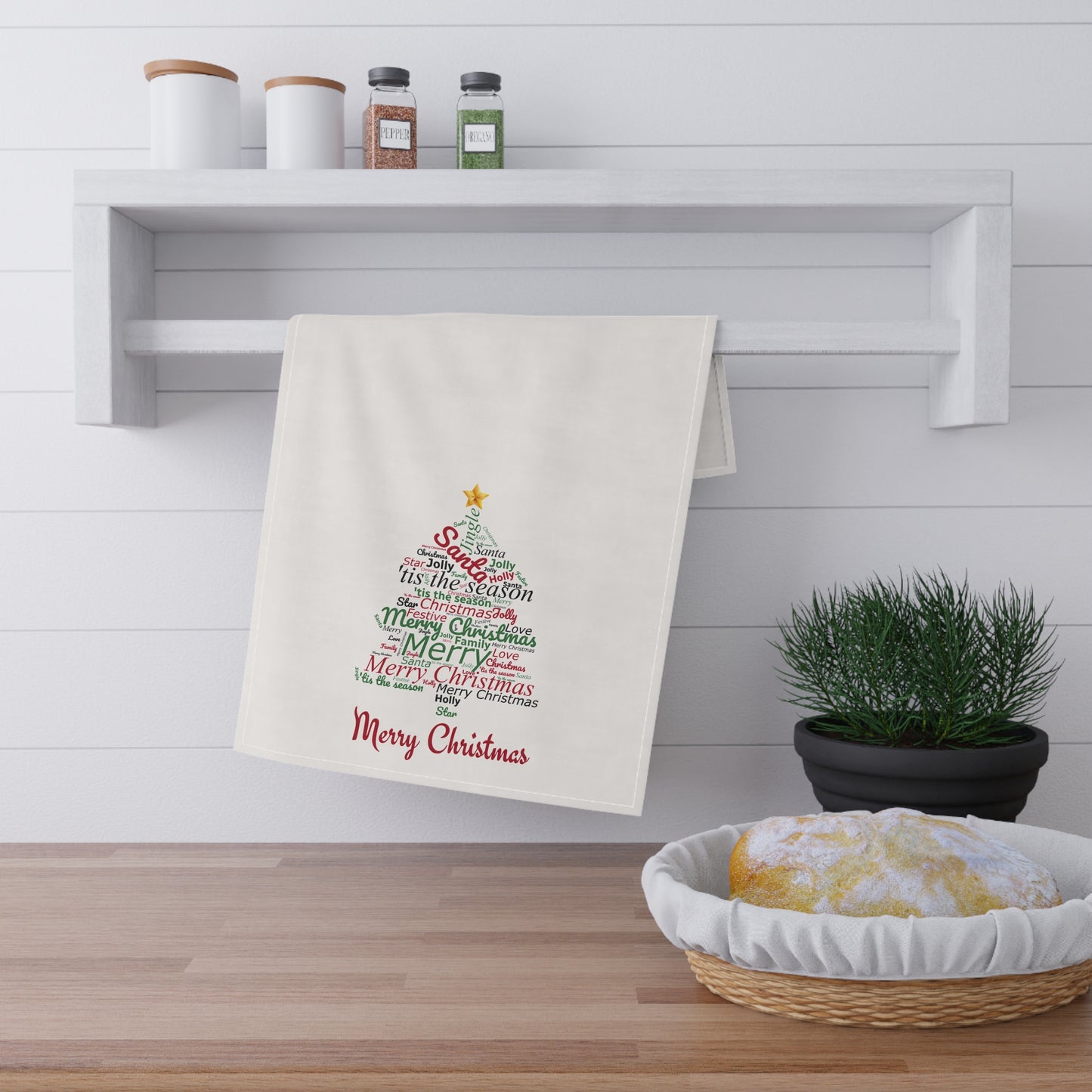 Personalised Christmas Tea Towel, Engraved Wooden Spoon, Family Tree