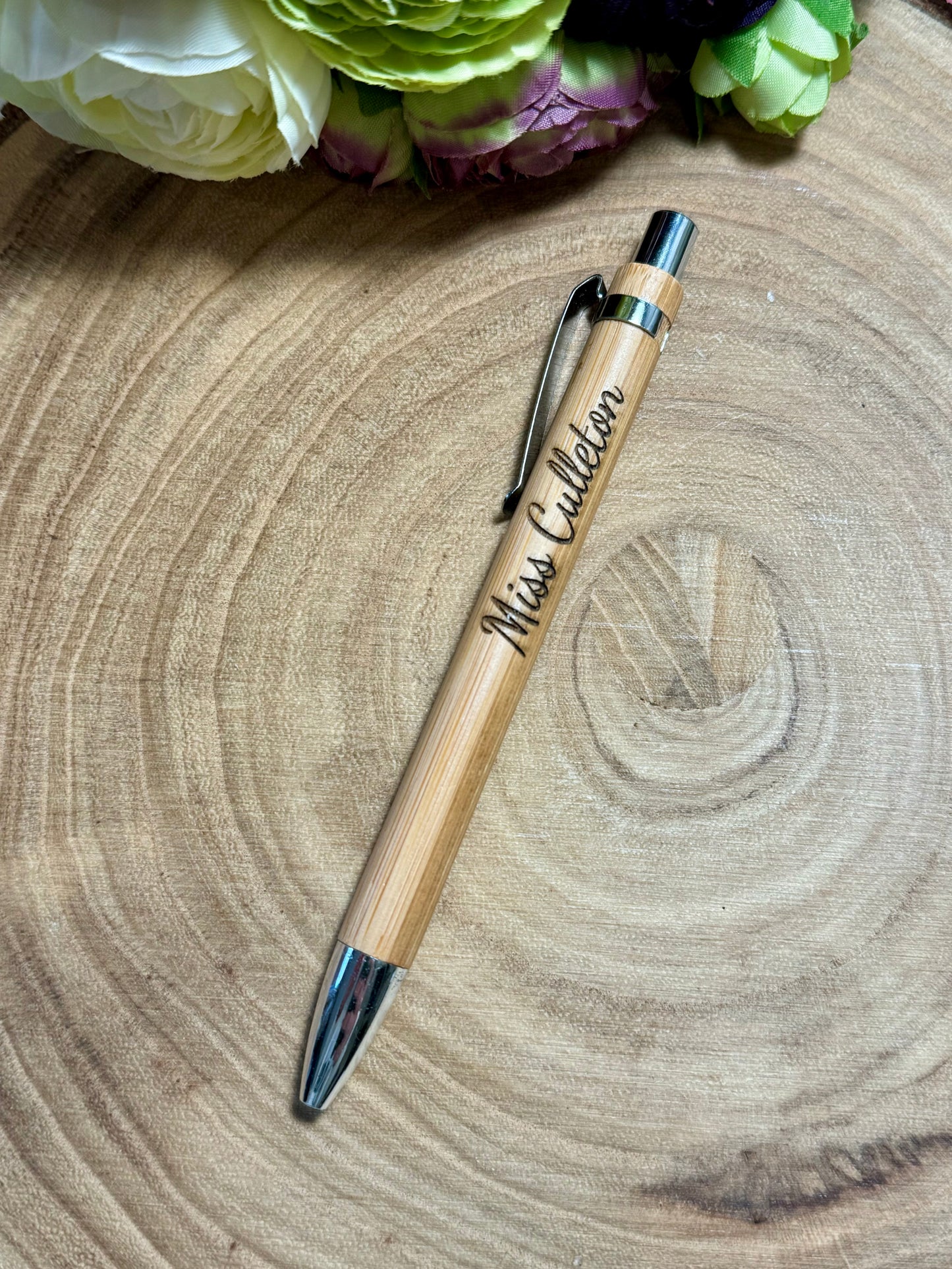 Personalised Wooden Bamboo Pen, Engraved name gift