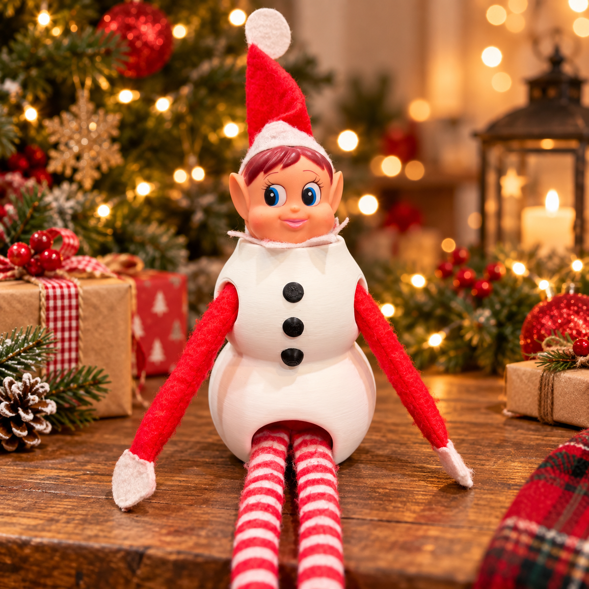 3D Printed Elf Snowman Prop, Funny Christmas Elf Igloo Holder, Elf Arrival Prop