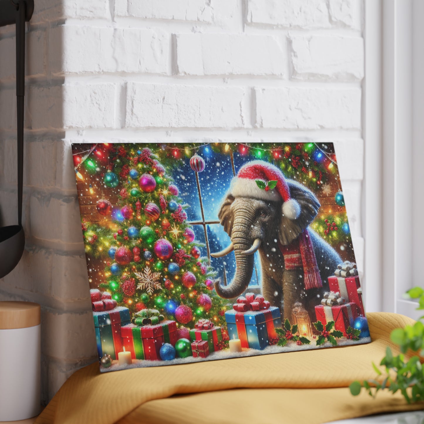 Personalised Christmas Cutting Board, Elephant