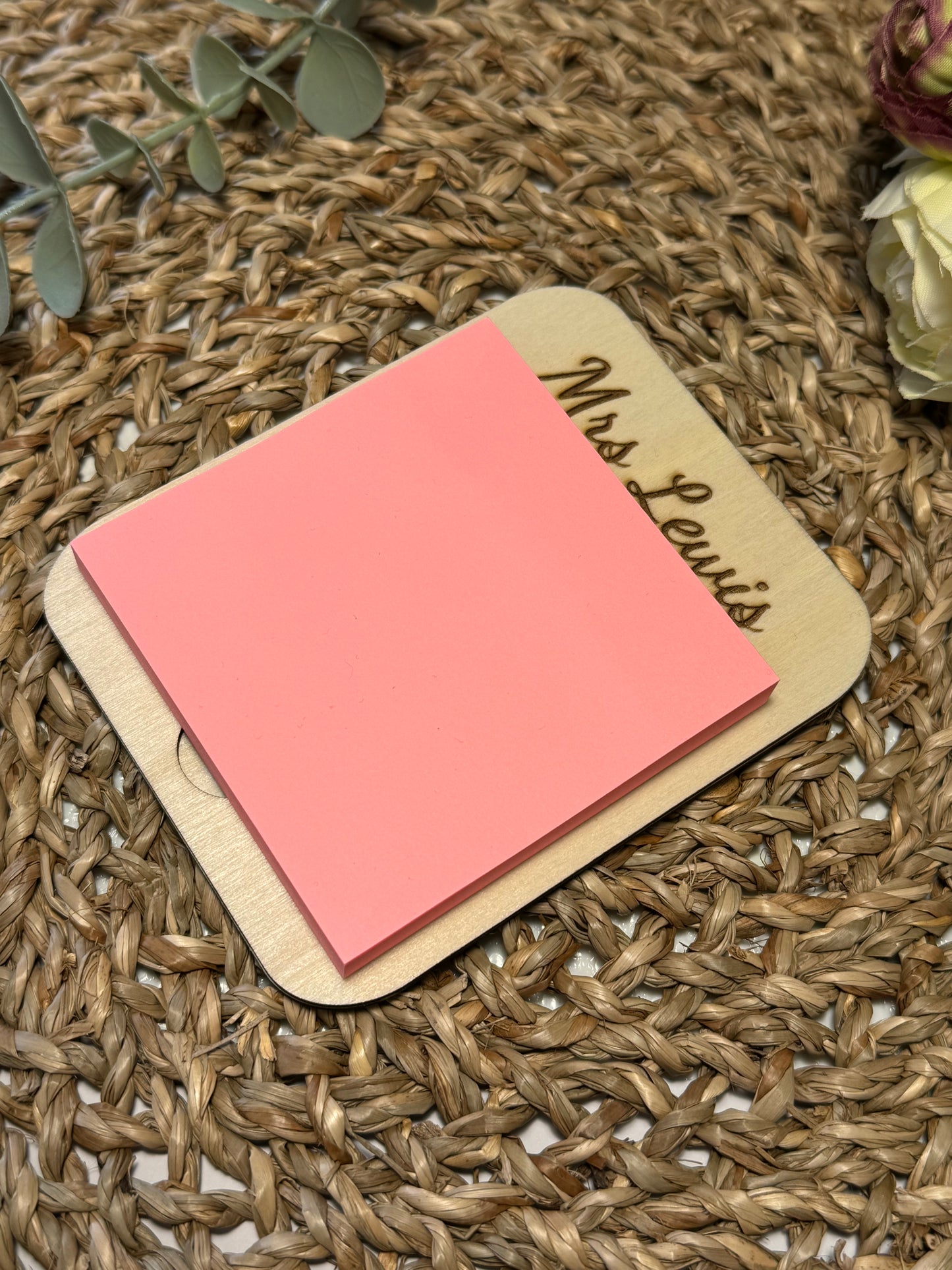 Personalised Wooden Sticky Note Holder