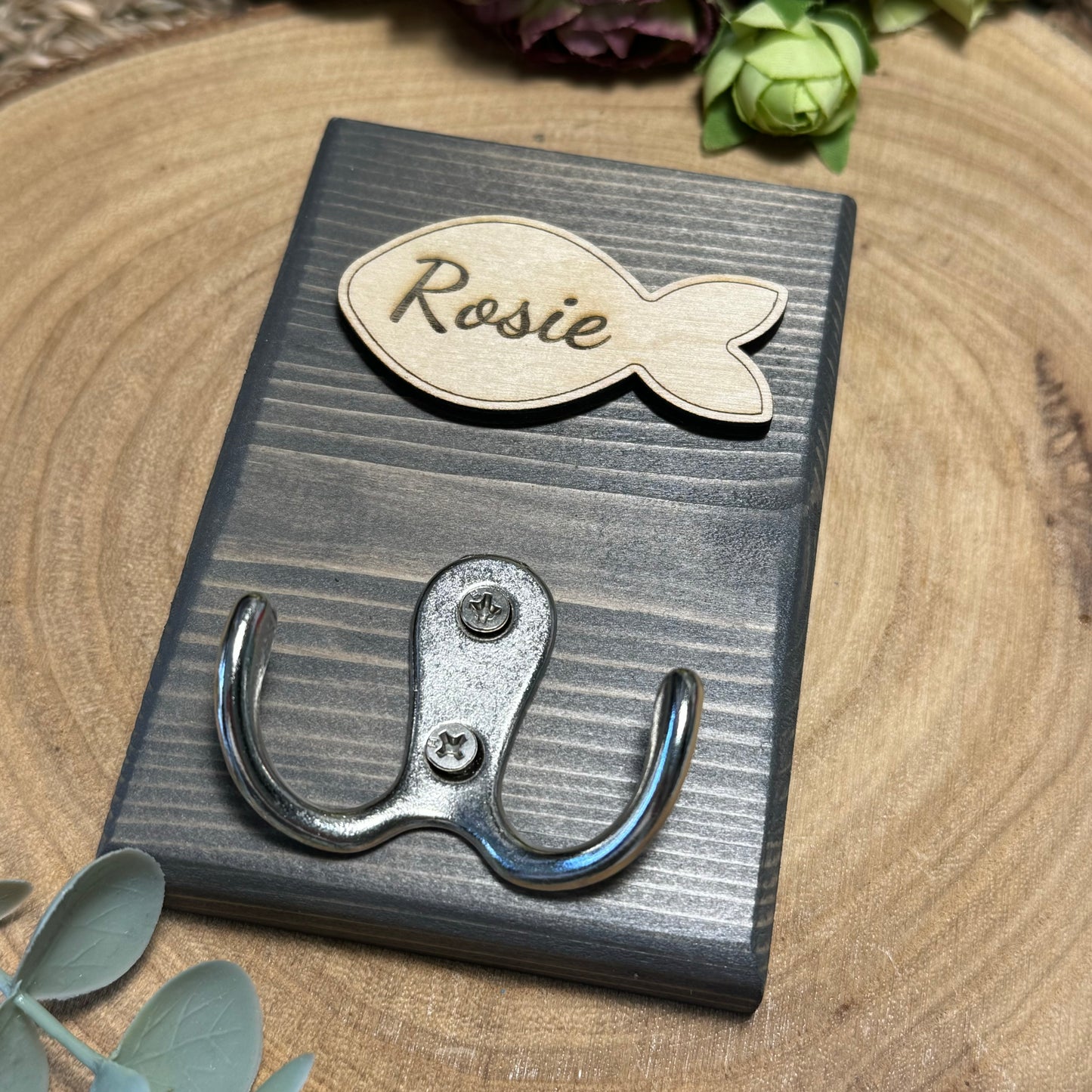 Personalised Wooden Pet Lead Holder, Fish