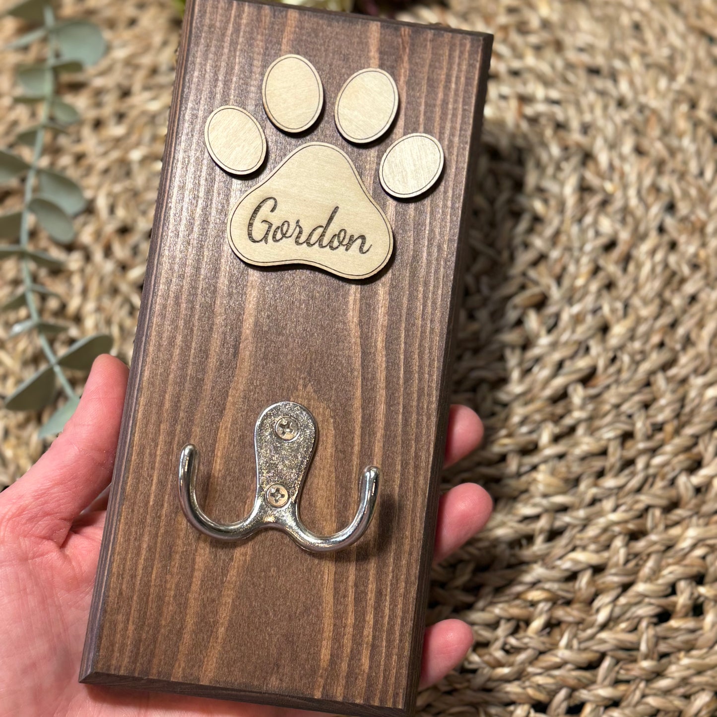 Personalised Wooden Dog Lead Holder