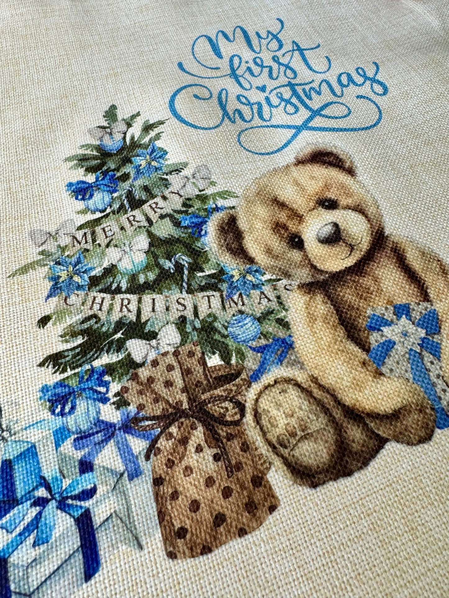 Personalised Christmas Santa Sack, Baby's First Christmas, Bear