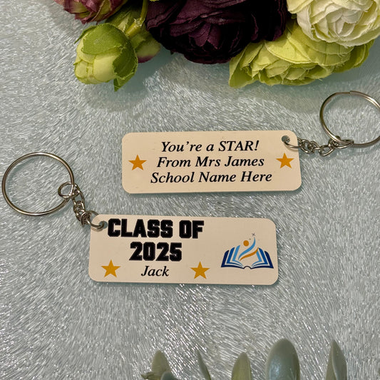 Personalised School Leaver Keyring, End of Year Gift From Teacher
