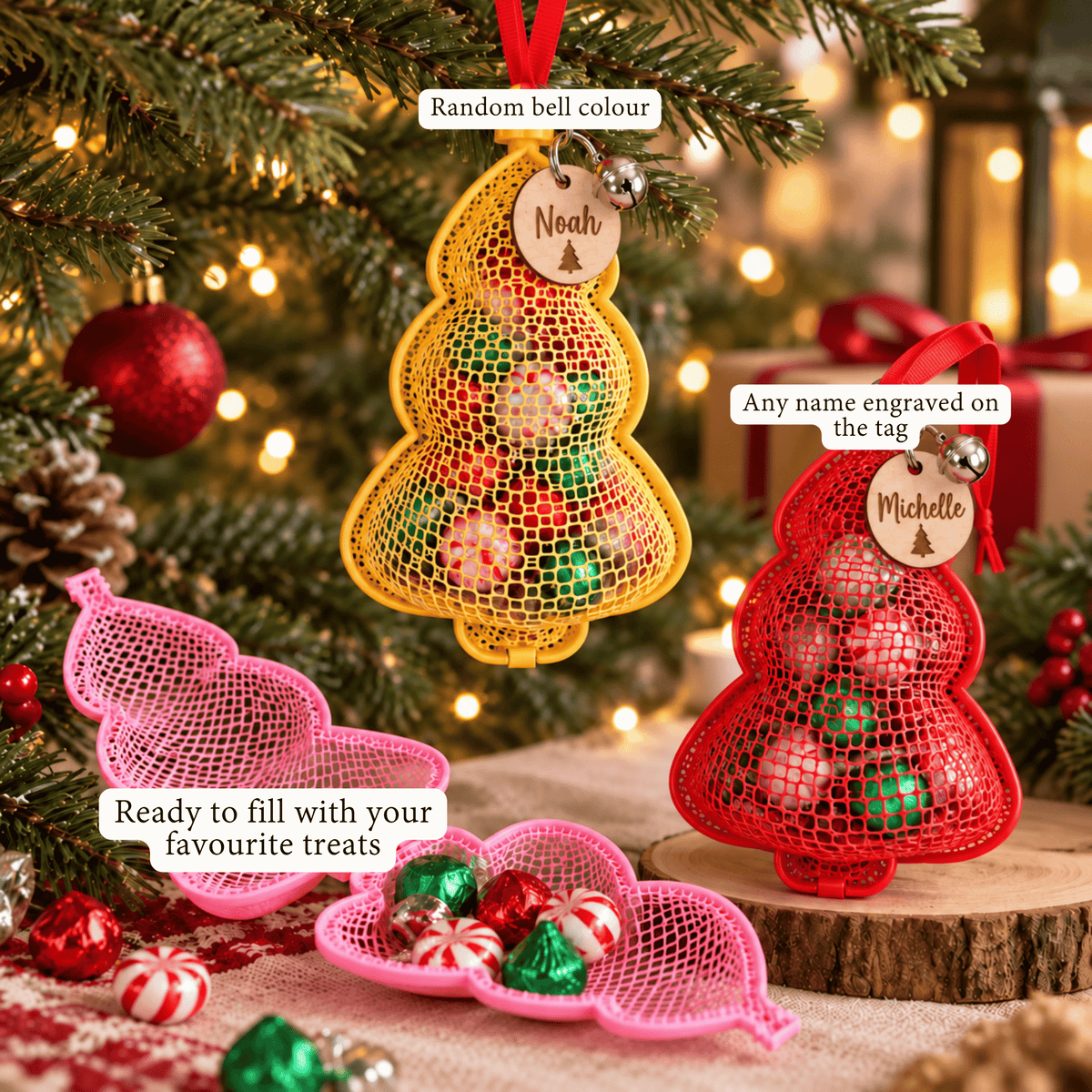 Personalised Christmas Tree Ornament, Empty Fillable Baubles
