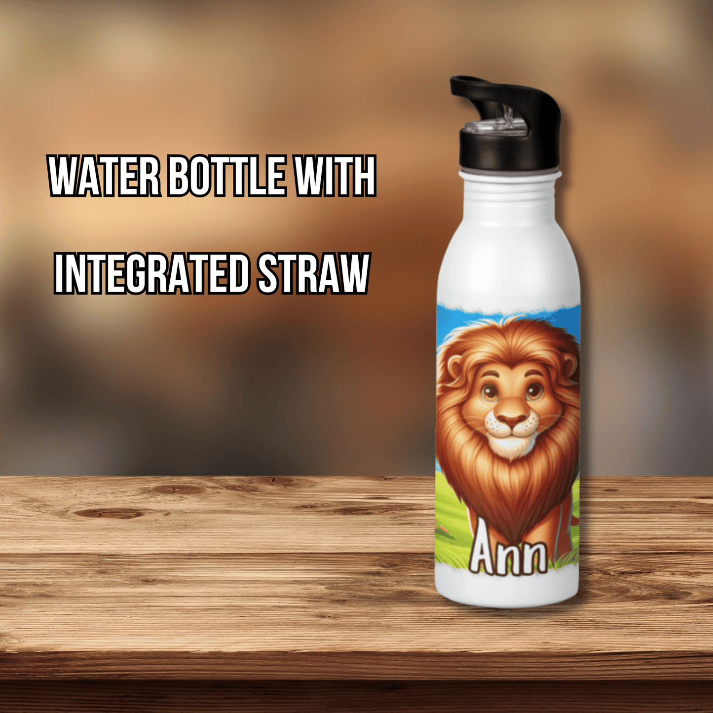 Personalised Water Bottle Lion