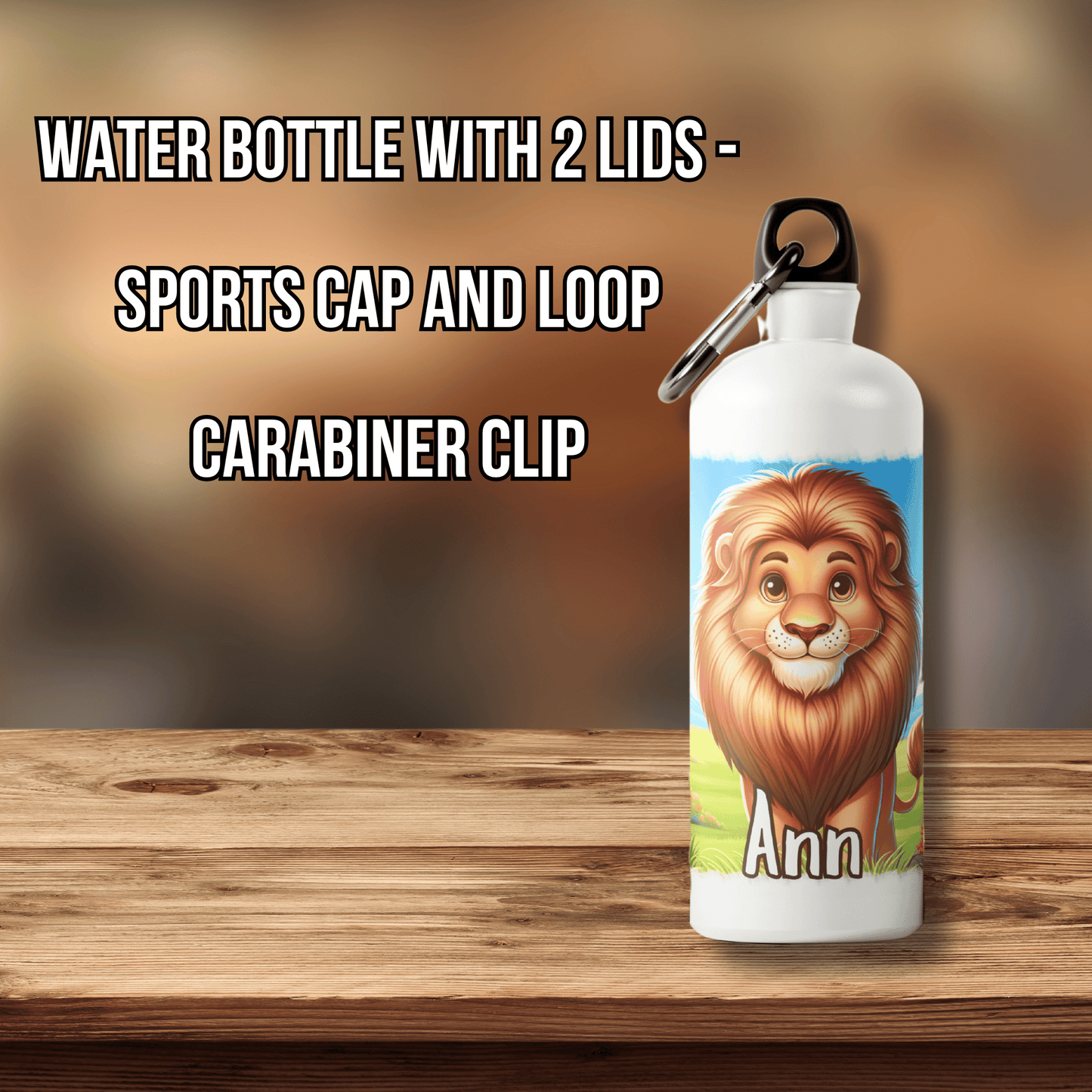 Personalised Water Bottle Lion