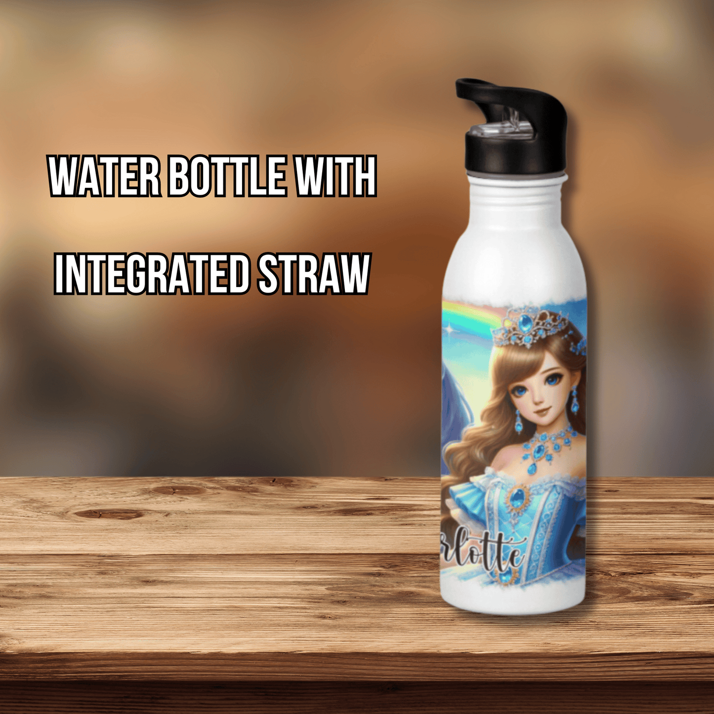 Personalised Water Bottle Princess and Unicorn