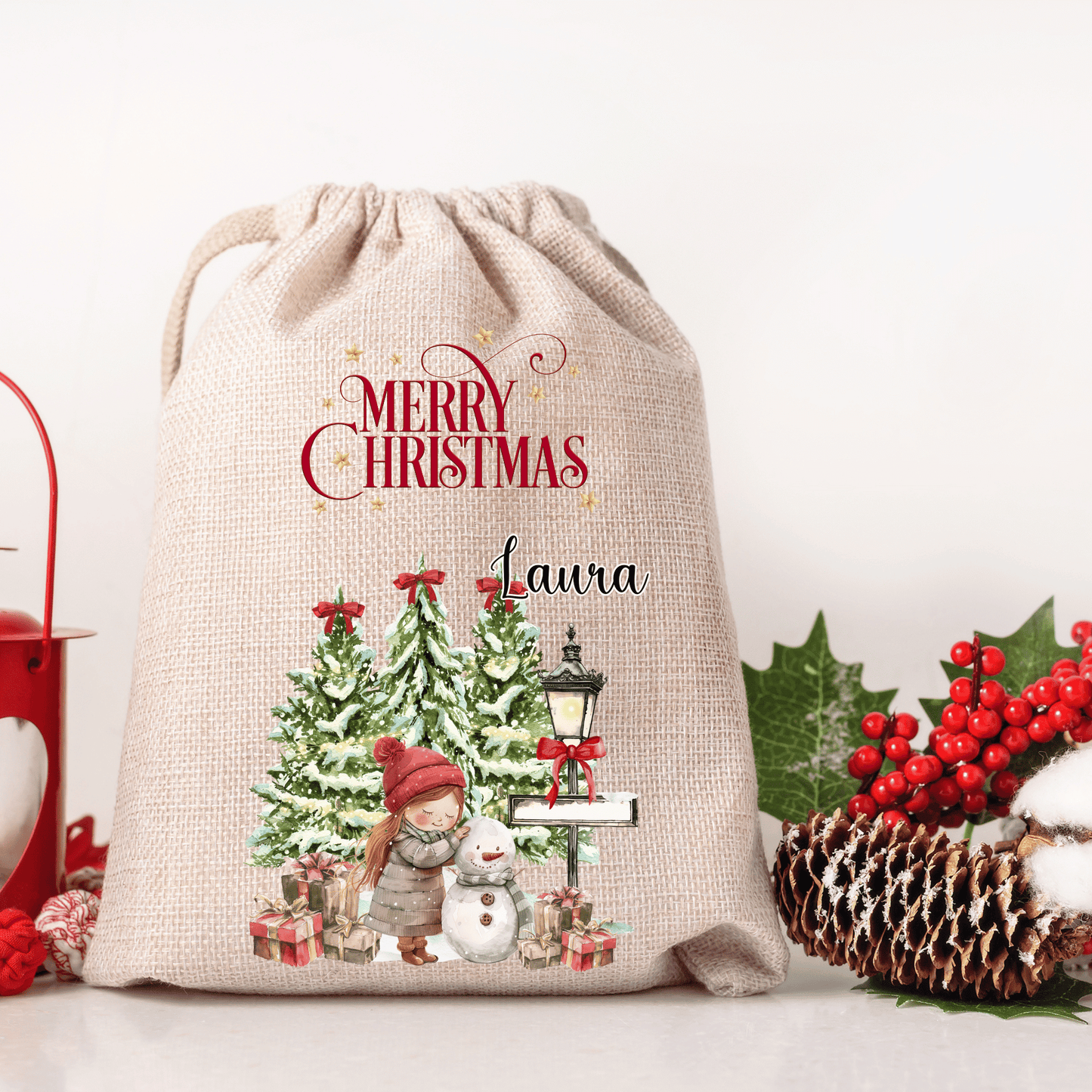 Personalised Christmas Santa Sack, Girl