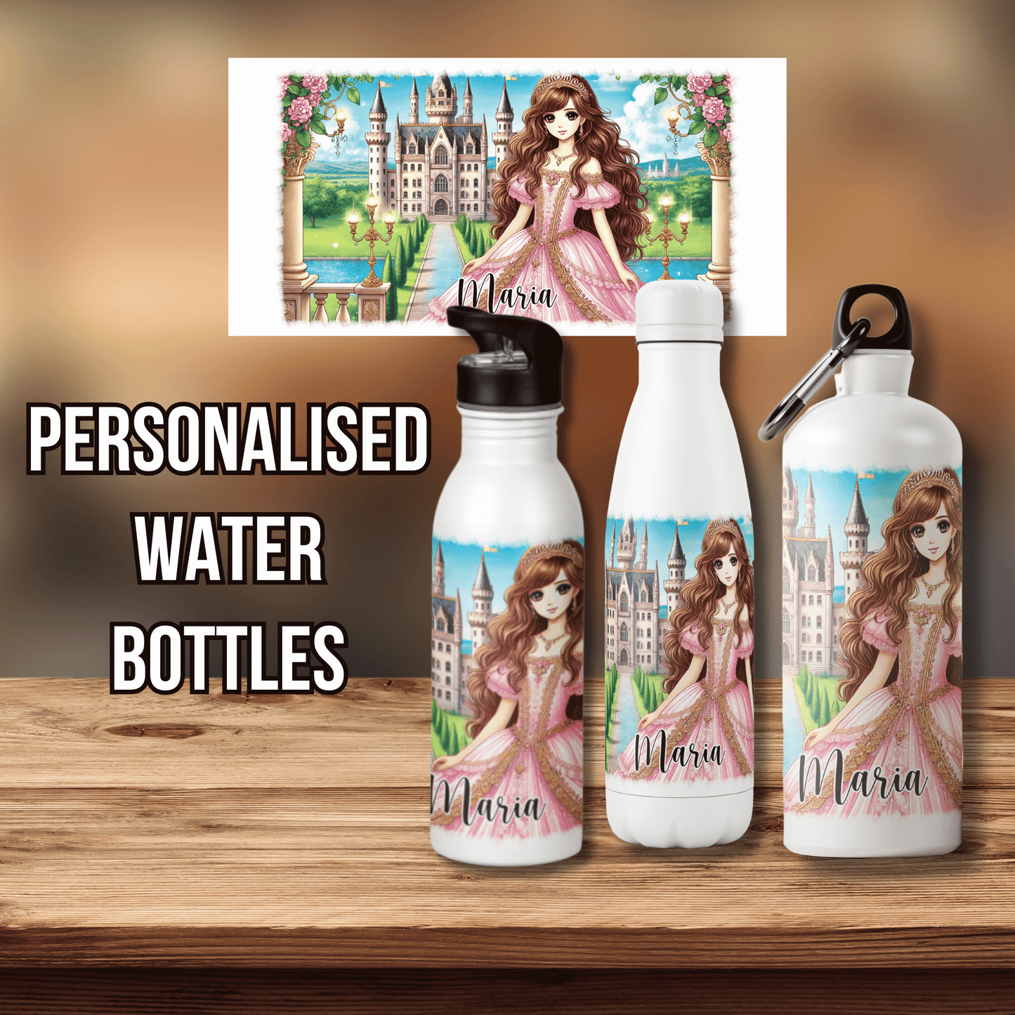 Personalised Water Bottle Princess