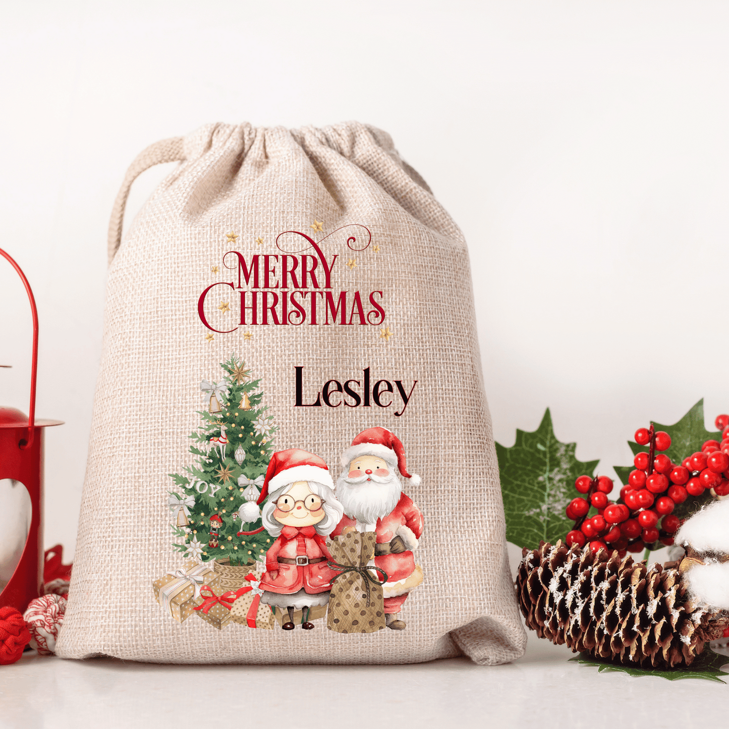 Personalised Christmas Santa Sack, Mr and Mrs Claus