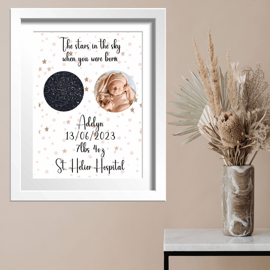 New Baby Personalised Gift, The Stars In The Sky When You Were Born