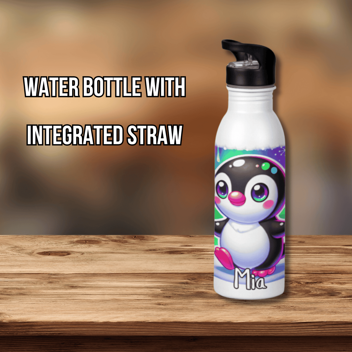 Personalised Water Bottle Penguin