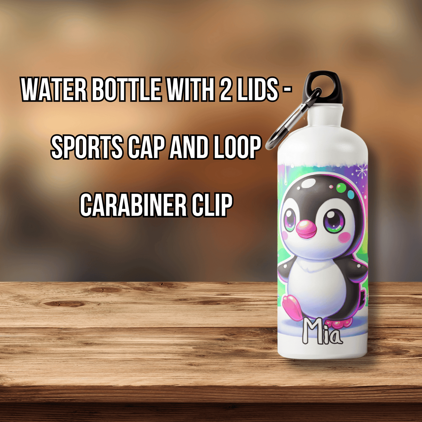 Personalised Water Bottle Penguin