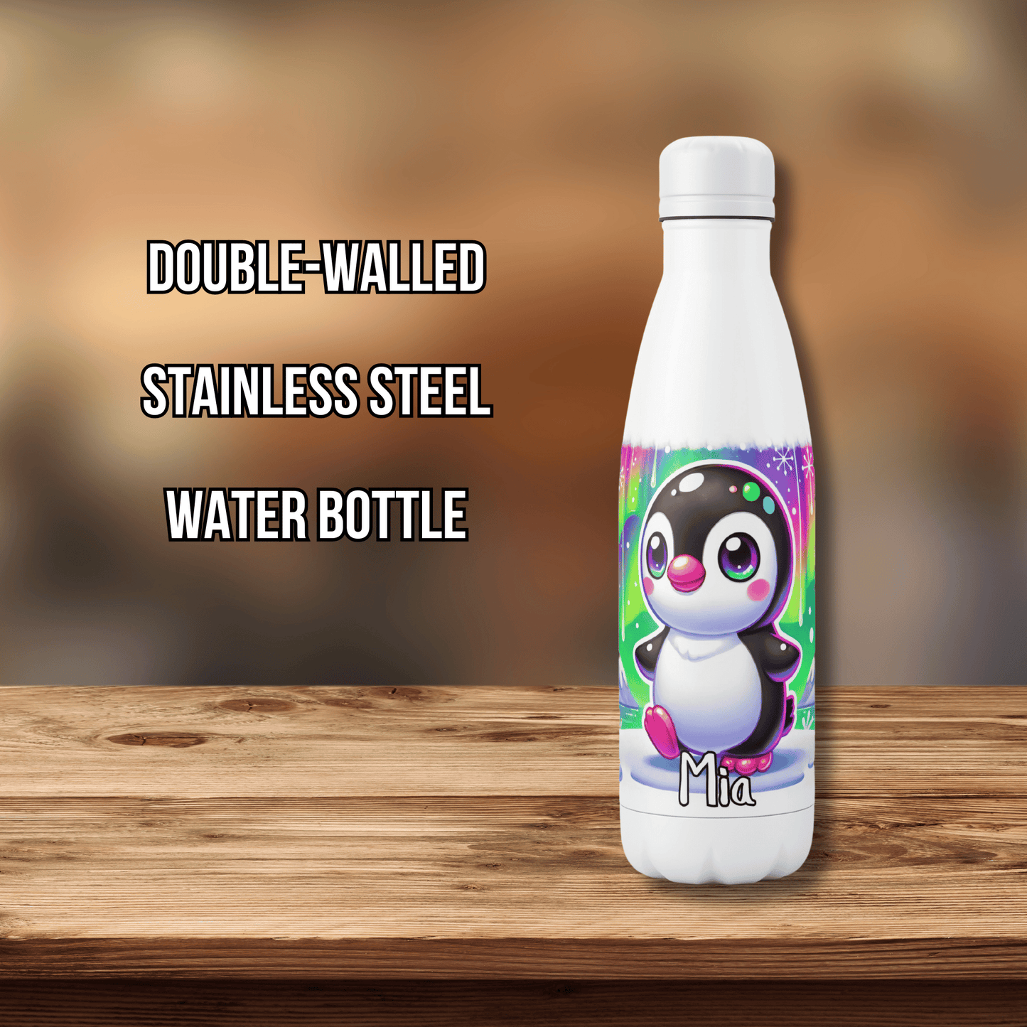 Personalised Water Bottle Penguin