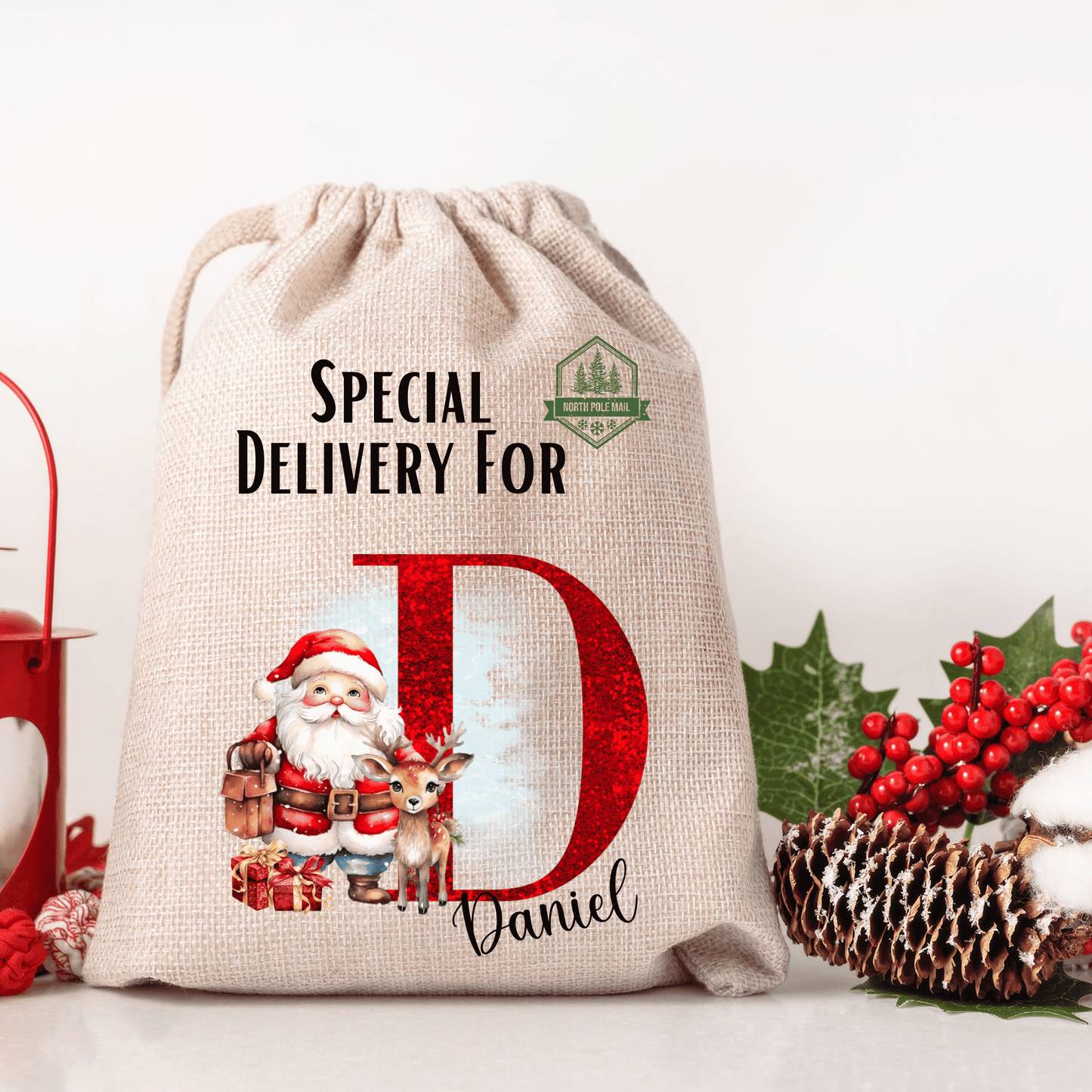 Personalised Christmas Santa Sack, Letter initial