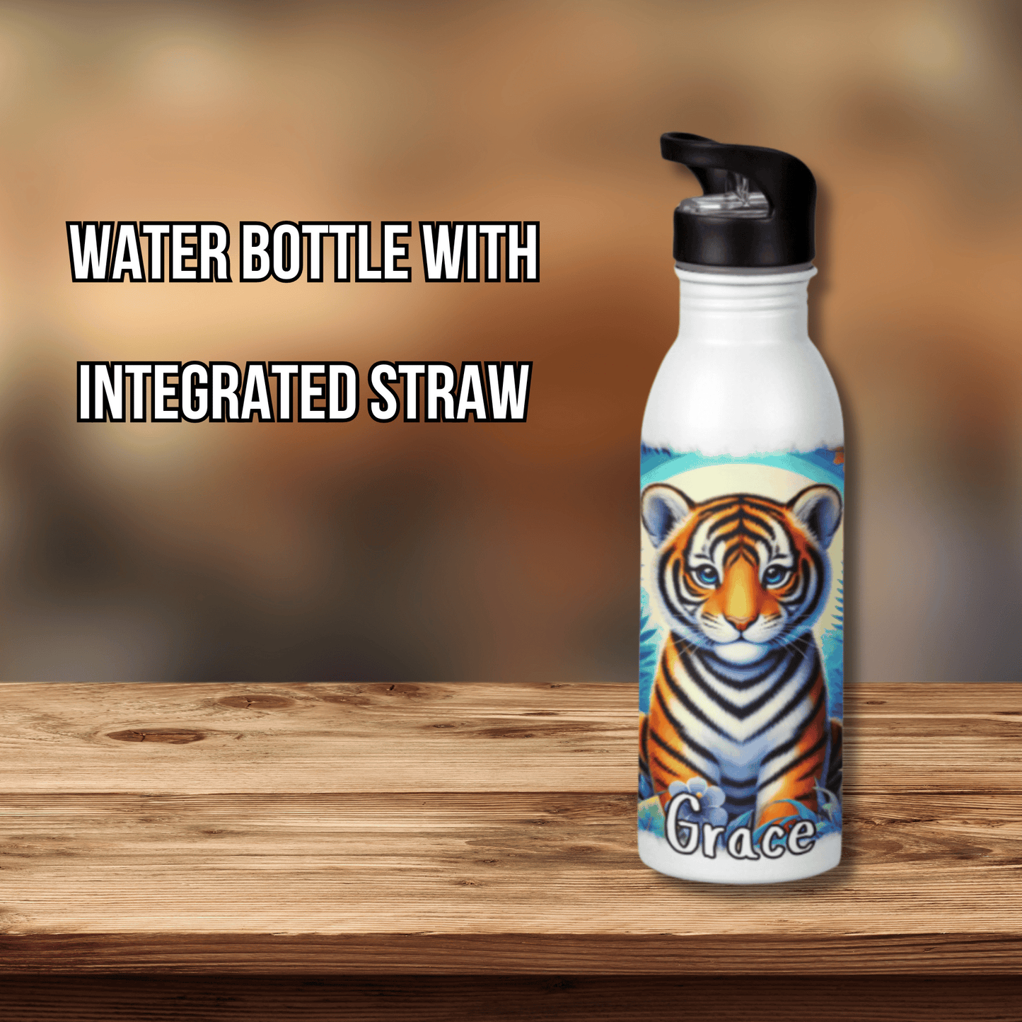 Personalised Water Bottle Tiger