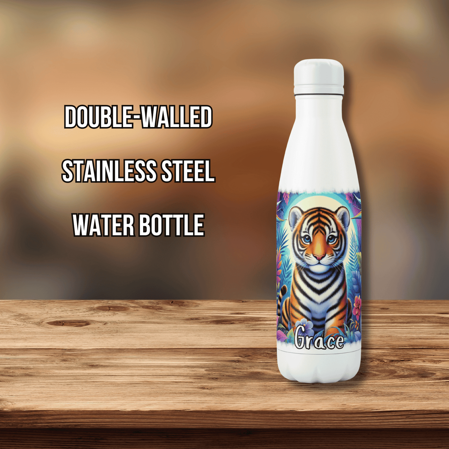 Personalised Water Bottle Tiger