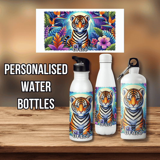 Personalised Water Bottle Tiger