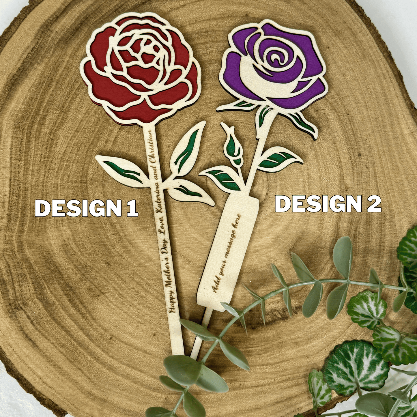 Personalised Engraved Wooden Rose