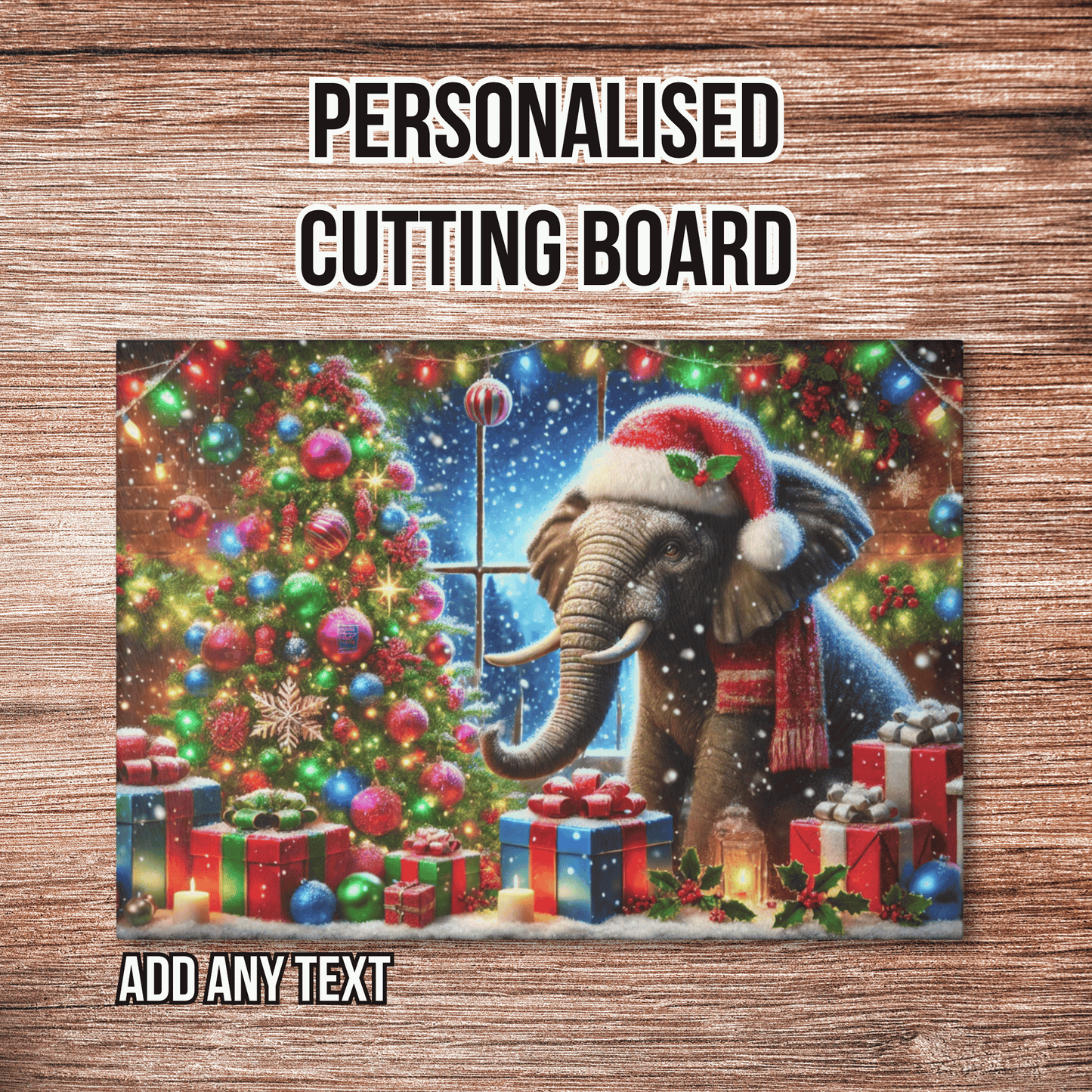 Personalised Christmas Cutting Board, Elephant