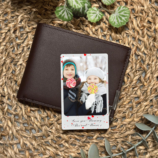 Personalised Photo Wallet Insert Card, Hearts