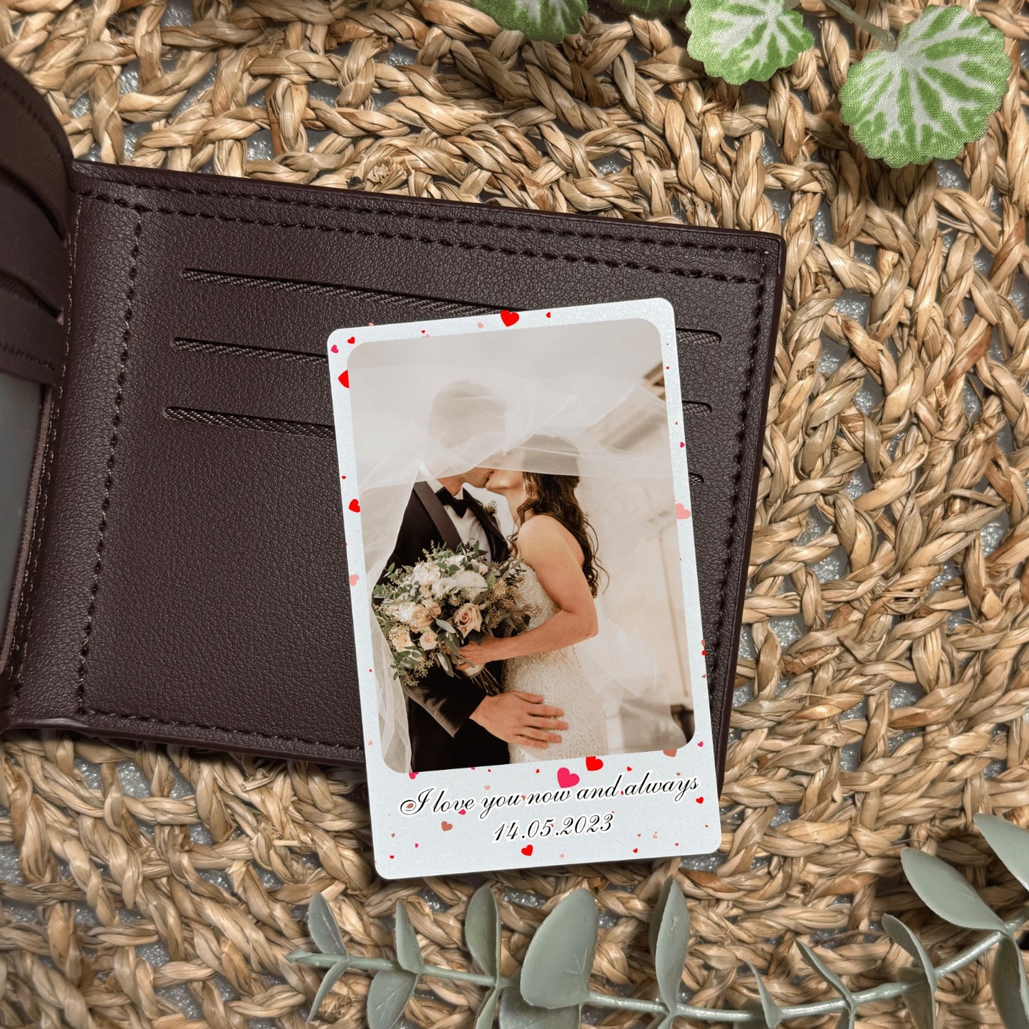 Personalised Photo Wallet Insert Card, Hearts