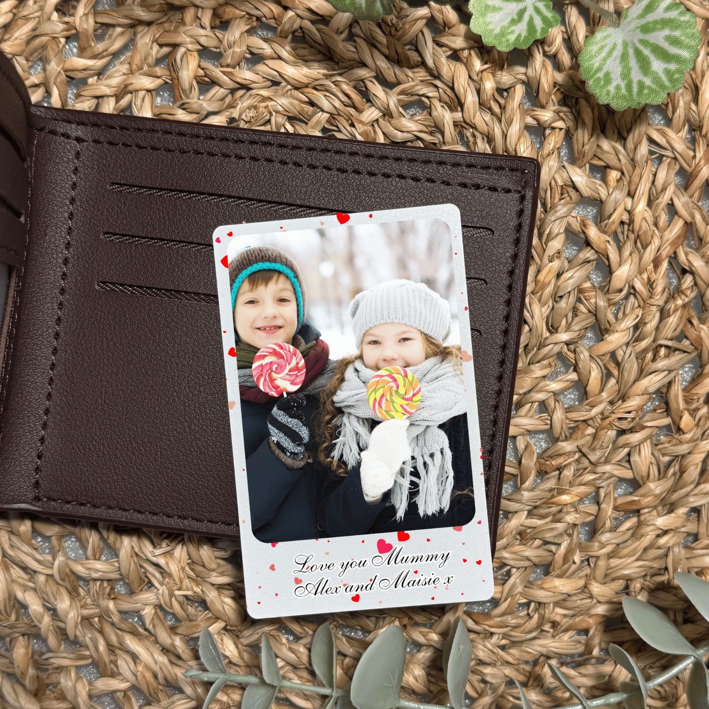 Personalised Photo Wallet Insert Card, Hearts