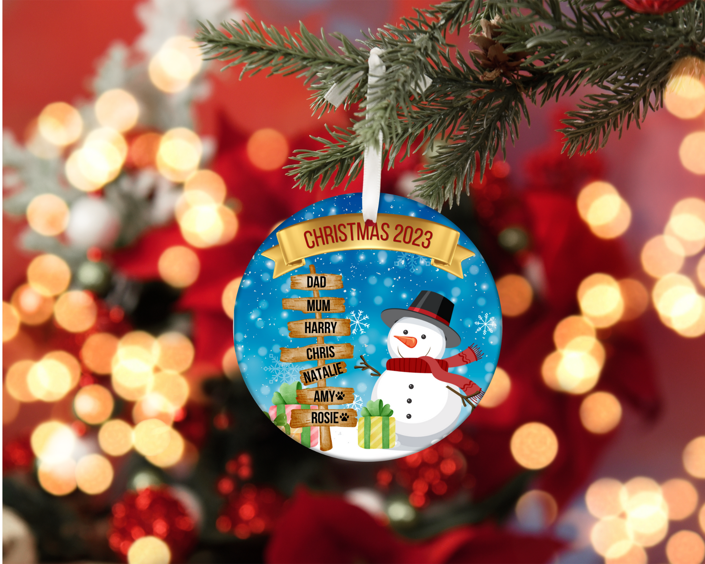 Personalised Family Christmas Bauble, Xmas Tree Decoration, Free Gift Bag