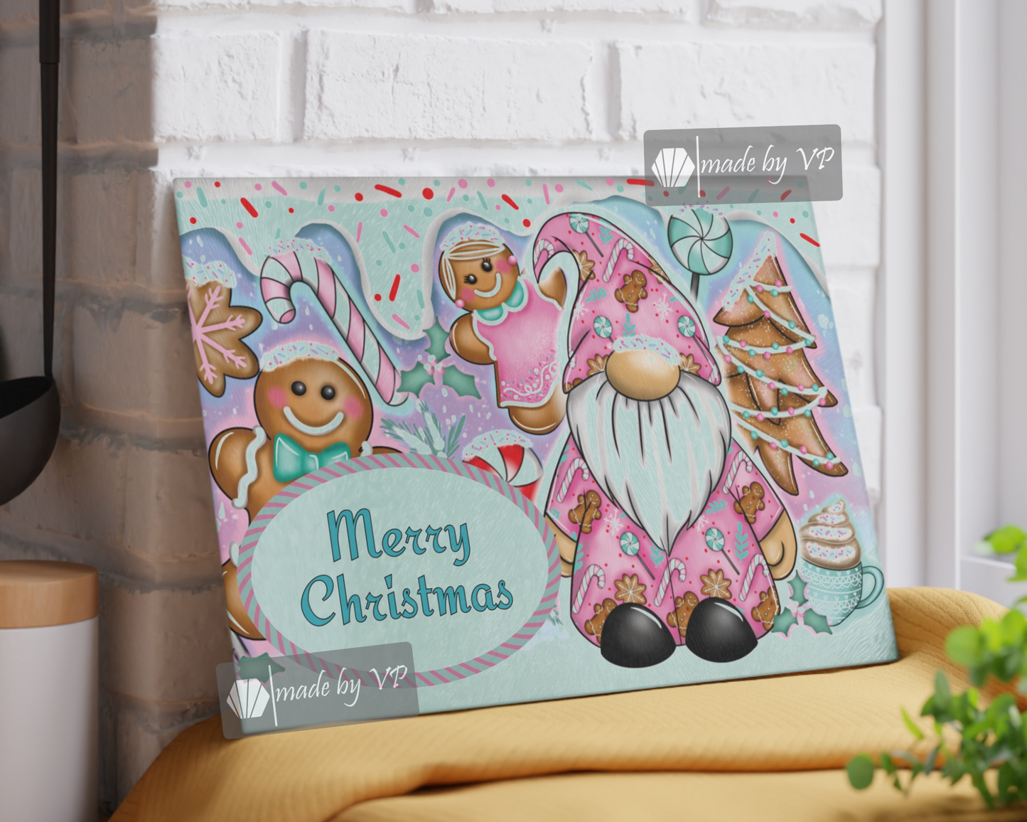 Personalised Christmas Cutting Board, Gnomes