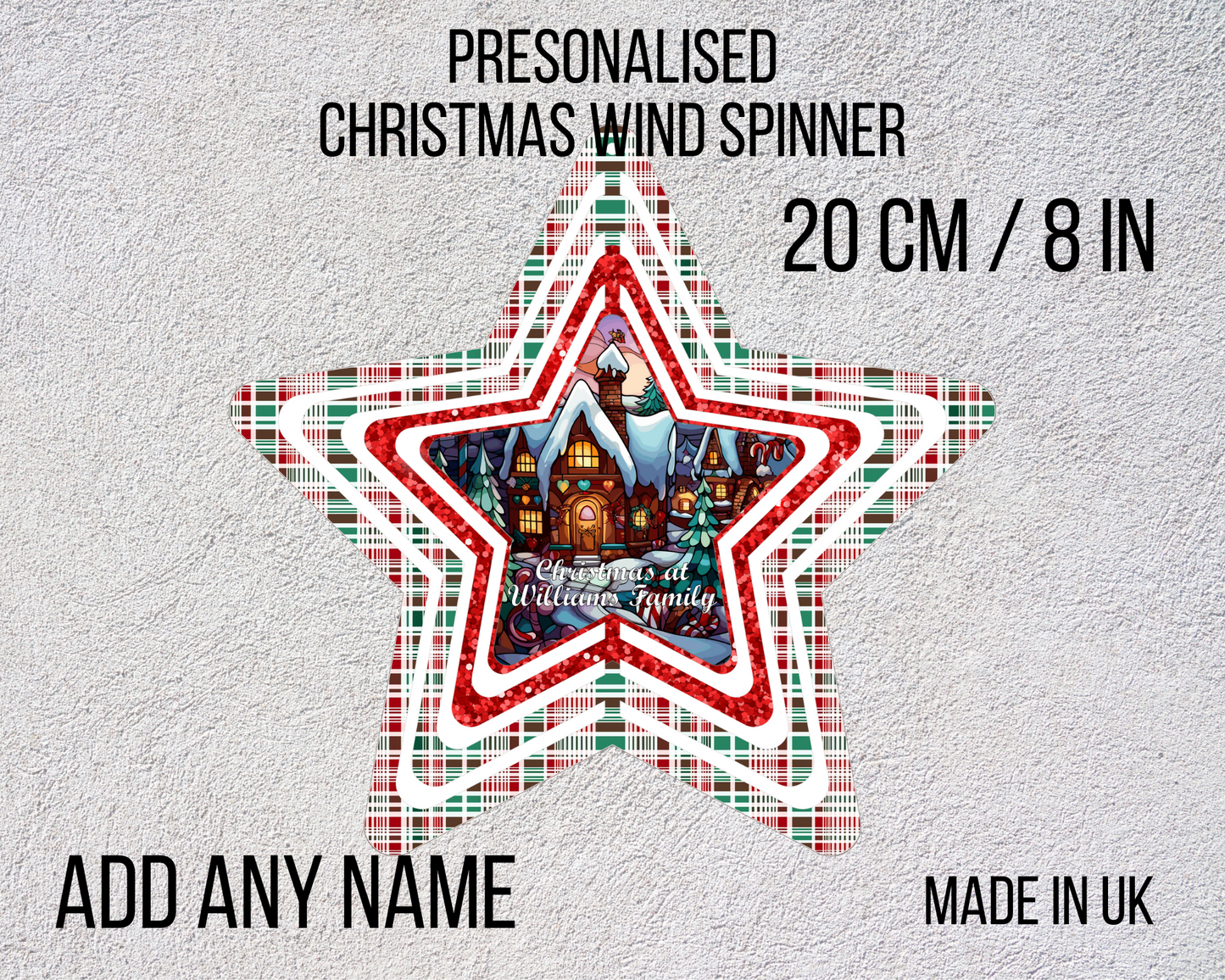 Personalised Christmas Wind Spinner, New Family Xmas Gift