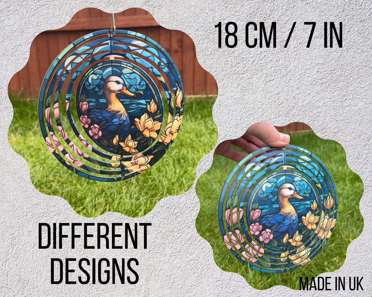 Stained Glass Effect Wind Spinner, Duck