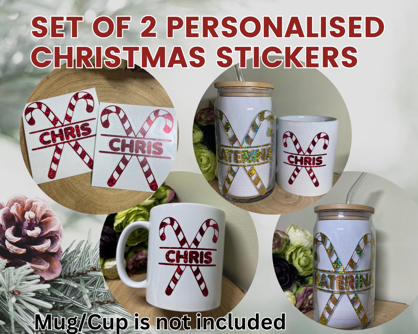 Personalised Christmas Vinyl Decal Stickers