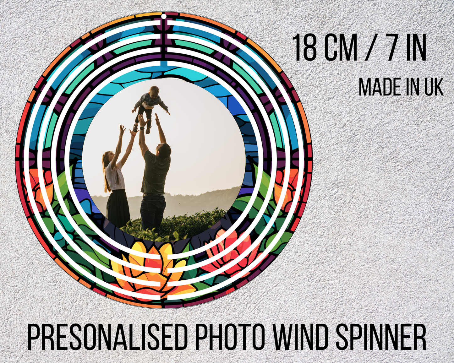 Personalised Stained Glass Effect Wind Spinner With Picture